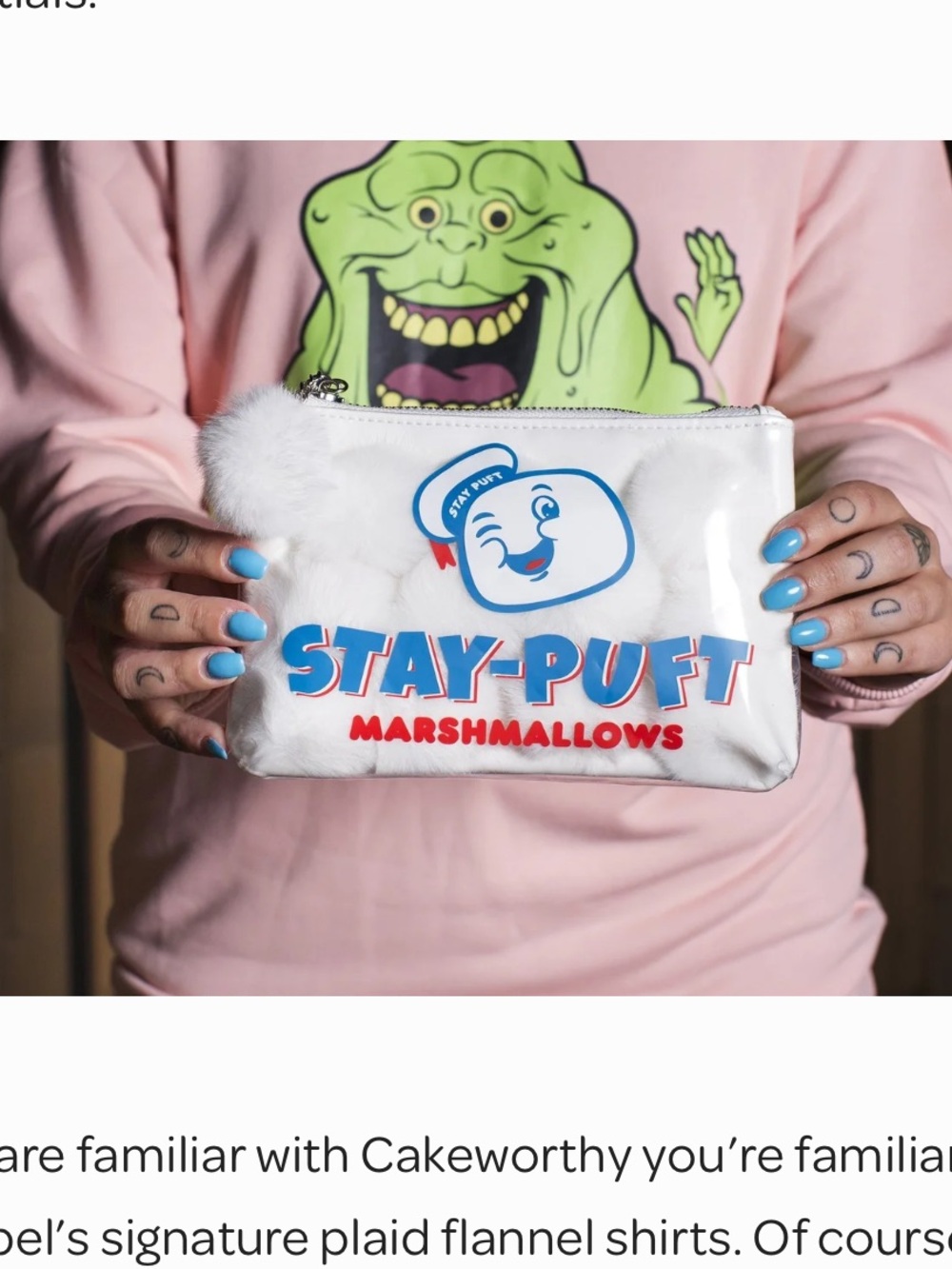 Cakeworthy Stay-Puft Zip Pouch Marshmallows Cosmetic Pom Pom Ghostbusters NWT